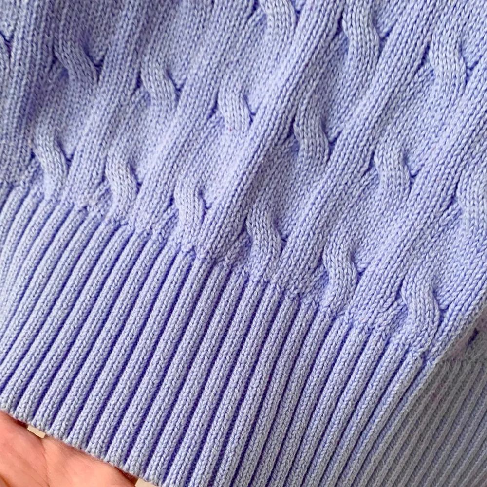 Ralph Lauren periwinkle cable knit cotton pullover sweater